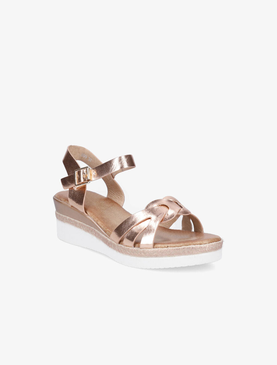 Sandales compensées bride tressée - Rose gold - 2