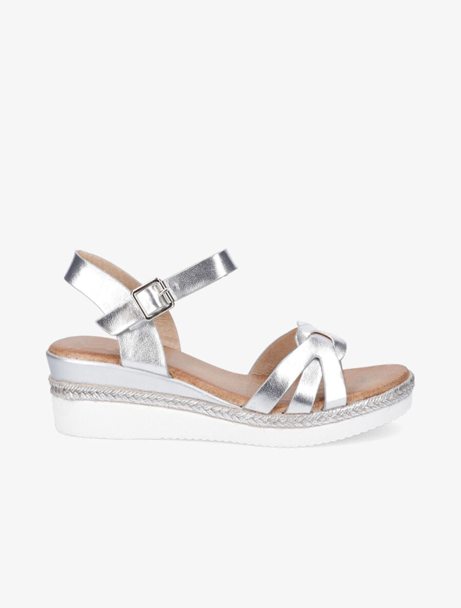 Sandales compensées bride tressée - Argent - 5