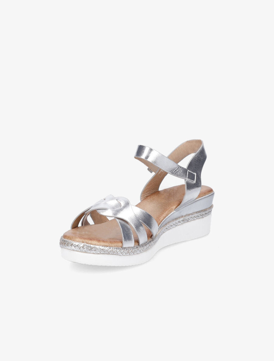 Sandales compensées bride tressée - Argent - 3