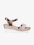 Sandales compensées bride fantaisie à paillettes - Rose gold - 1