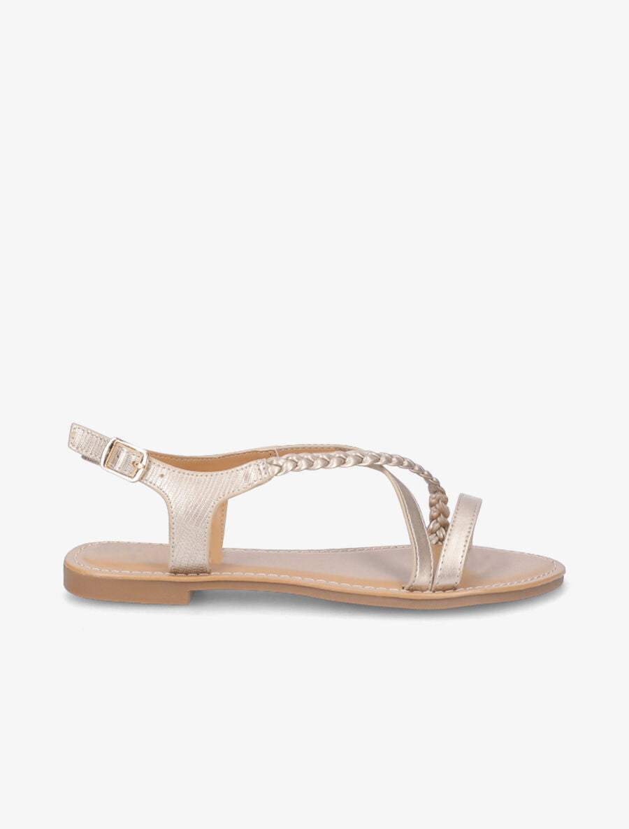 Nu-pieds en simili à bride tressée - Or - 2