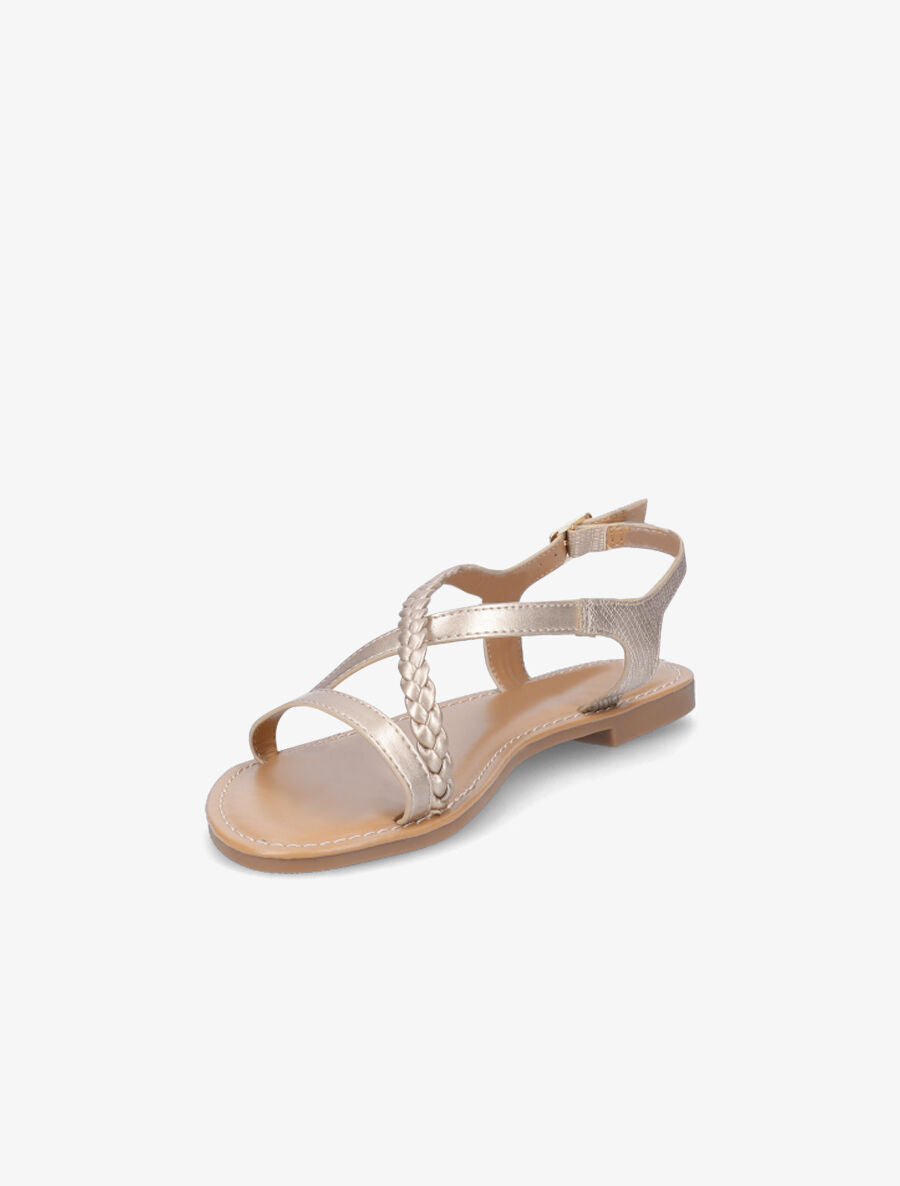 Nu-pieds en simili à bride tressée - Or - 4