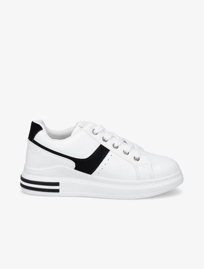 Sneakers classique en simili et suédine - Noir - 1