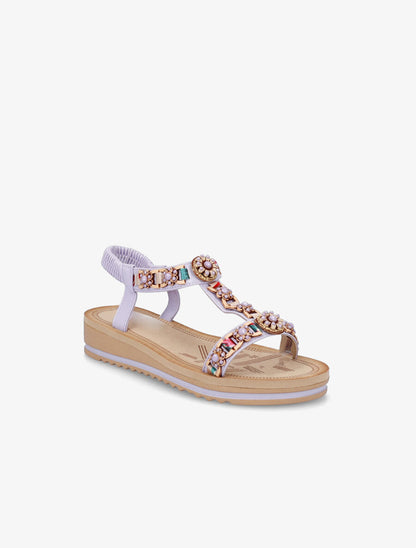 Nu-pieds fleurs en perles - Lilas - 2