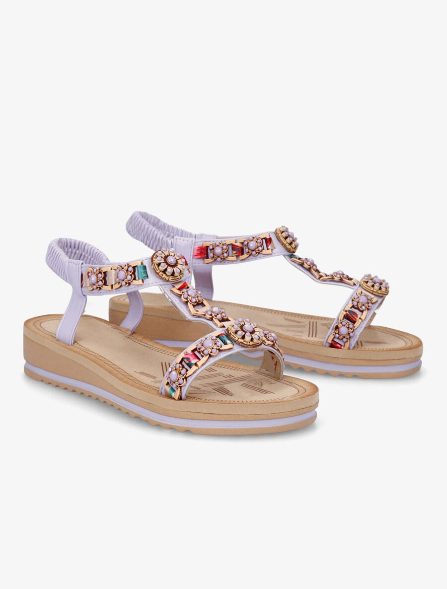 Nu-pieds fleurs en perles - Lilas - 4