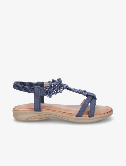 Nu-pieds en simili à perles - Marine - 5