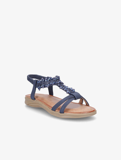 Nu-pieds en simili à perles - Marine - 2