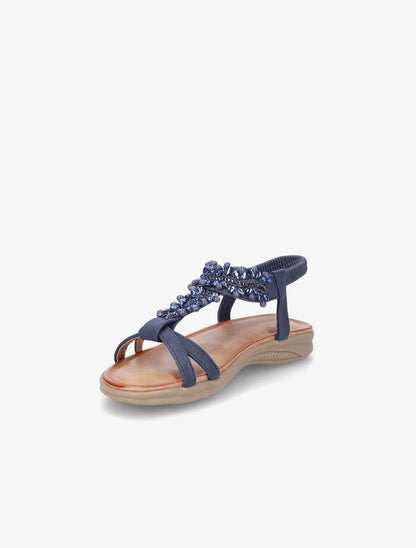 Nu-pieds en simili à perles - Marine - 3
