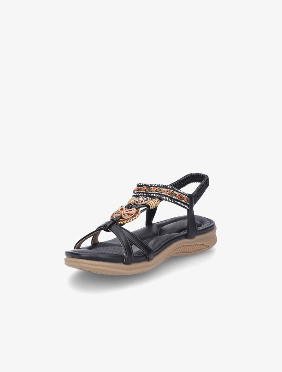 Nu-pieds brodés à strass - Noir - 3