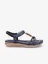 Nu-pieds à empiècement effet bois et strass - Marine - 5