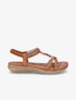 Nu-pieds à empiècement effet bois et strass - Camel - 5
