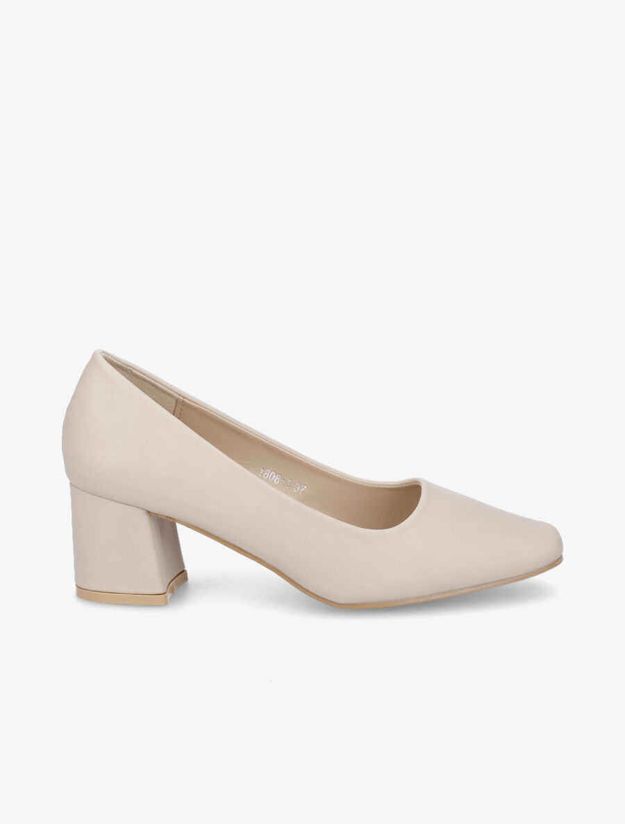 Escarpins mi-haut talon carré - Beige - 5