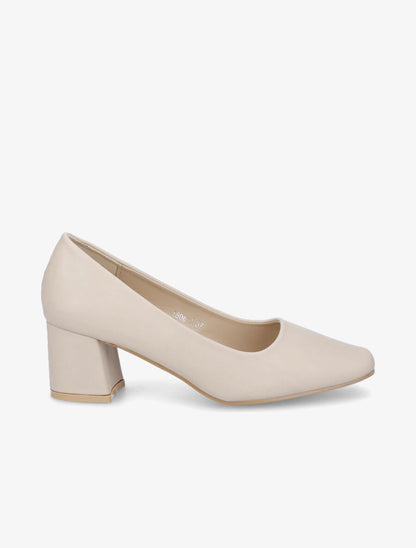 Escarpins mi-haut talon carré - Beige - 5