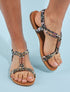 Nu-pieds imprimés à empiècements bois - Noir - 1