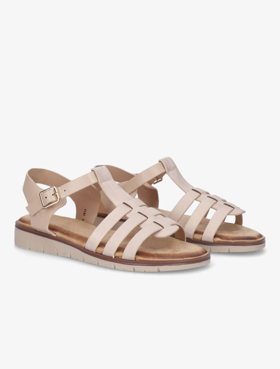 Nu-pieds style spartiates en simili - Rose - 4
