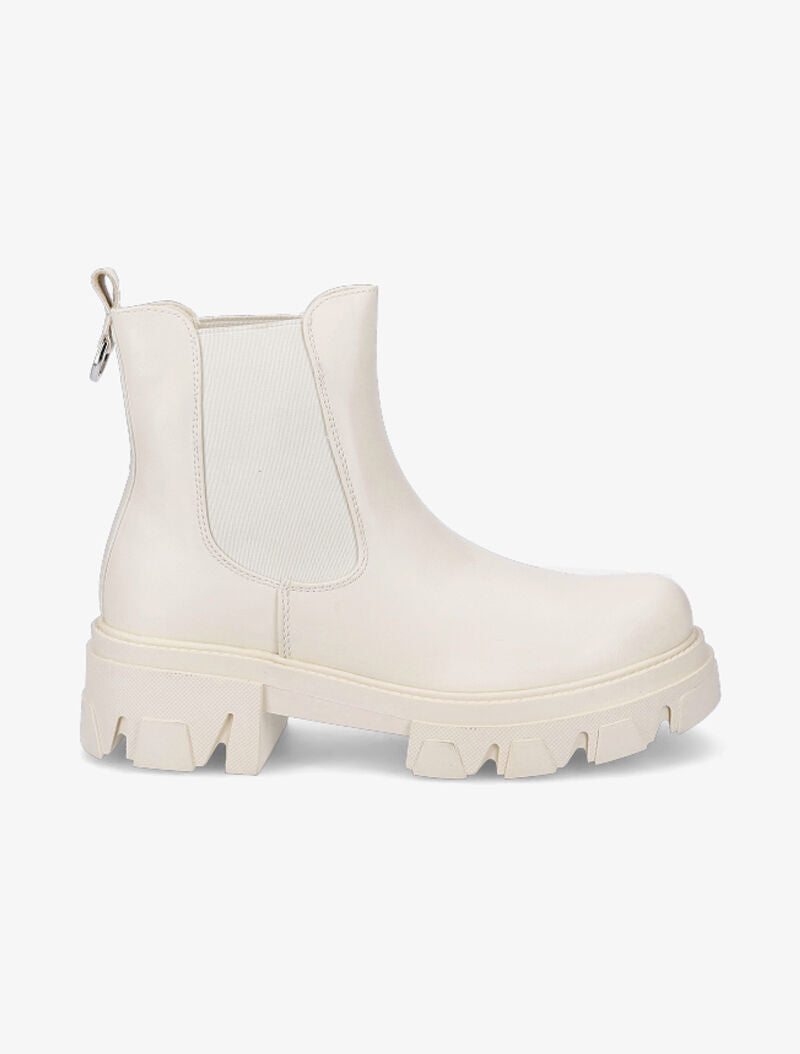 Chelsea boots à bout rond et anneau métallique - Beige - 2