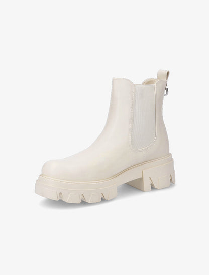 Chelsea boots à bout rond et anneau métallique - Beige - 4