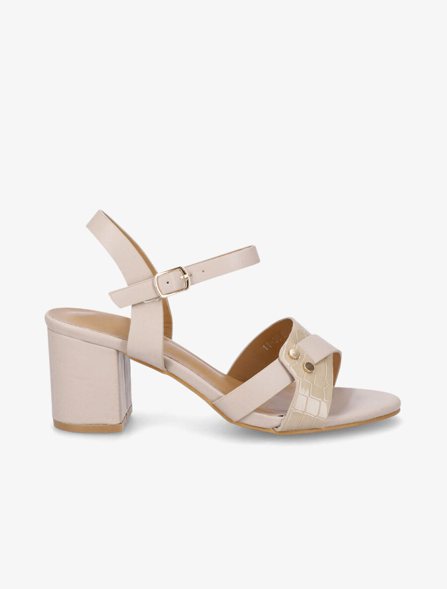 Sandales en simili à brides entrecroisées - Beige - 1