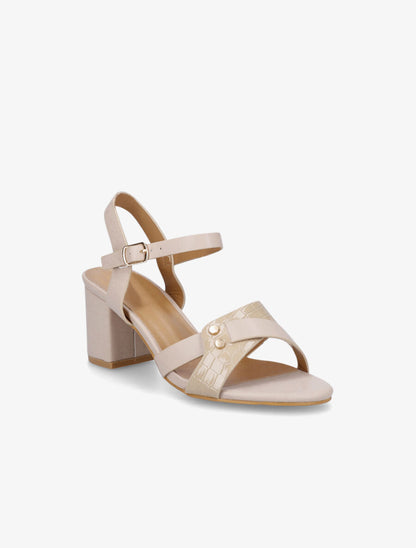 Sandales en simili à brides entrecroisées - Beige - 2