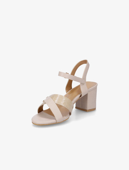 Sandales en simili à brides entrecroisées - Beige - 3