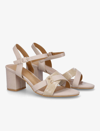 Sandales en simili à brides entrecroisées - Beige - 4