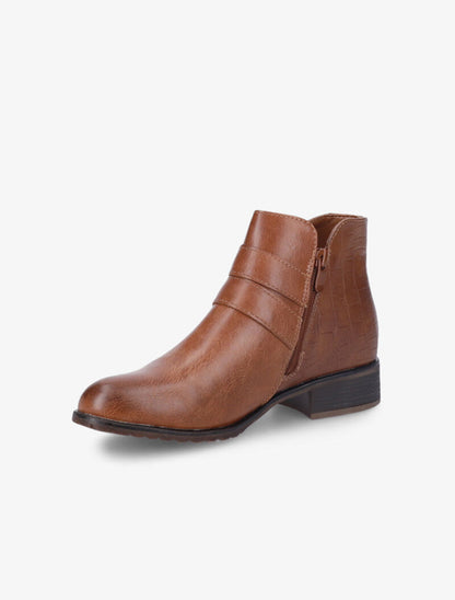 Bottines à brides à boucles dorées - Camel - 4