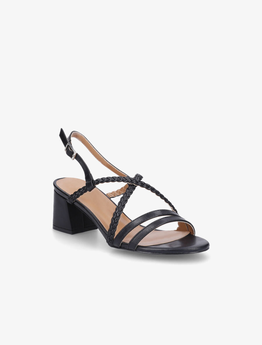 Sandales unies à brides tressées - Noir - 2