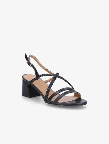 Sandales unies à brides tressées - Noir - 2