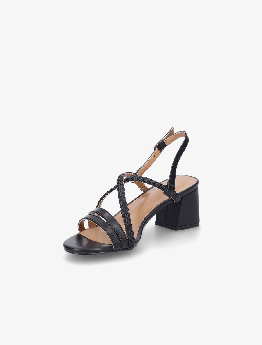 Sandales unies à brides tressées - Noir - 3
