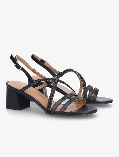 Sandales unies à brides tressées - Noir - 4