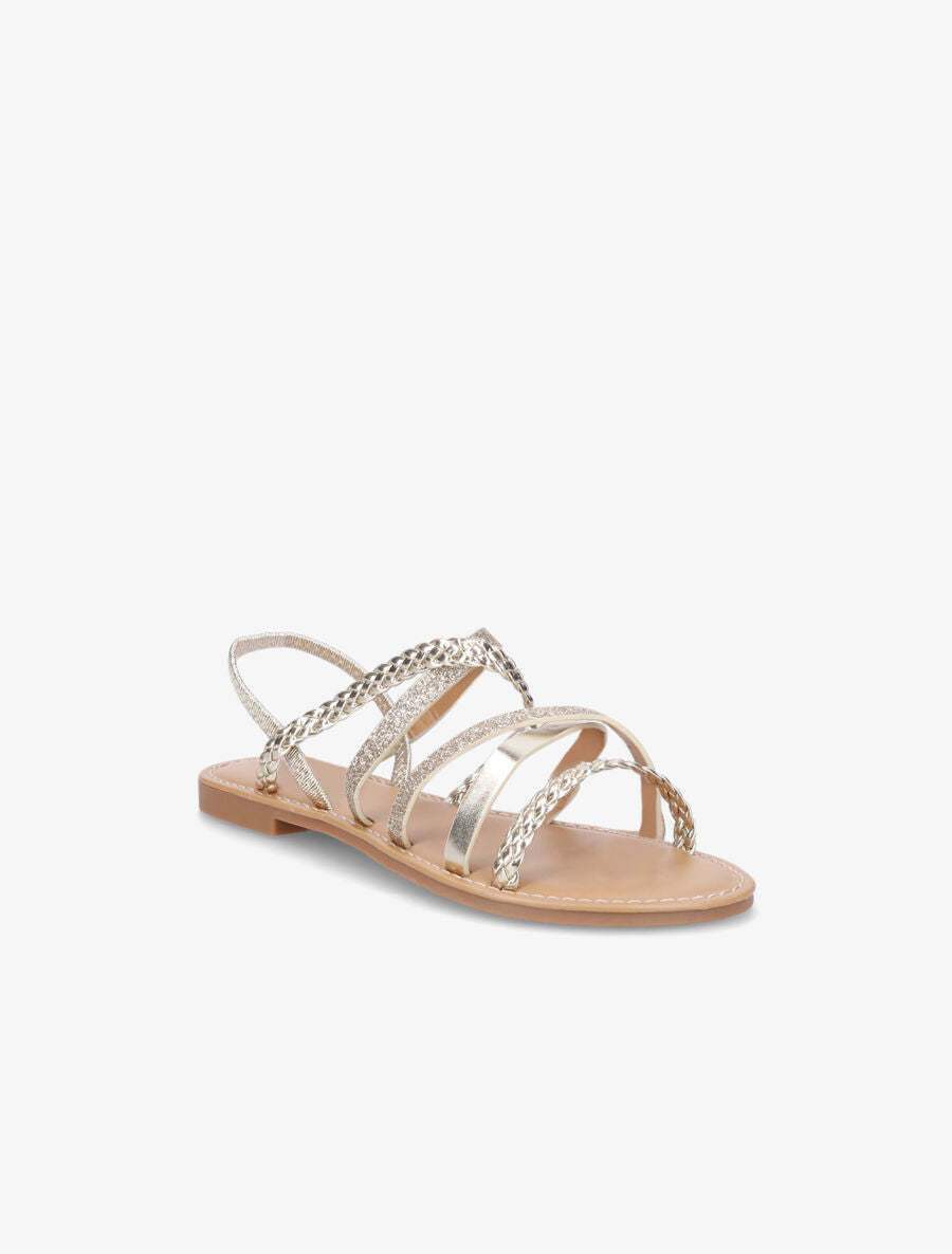 Nu-pieds à multibrides et contrefort élastiqué - Or - 2