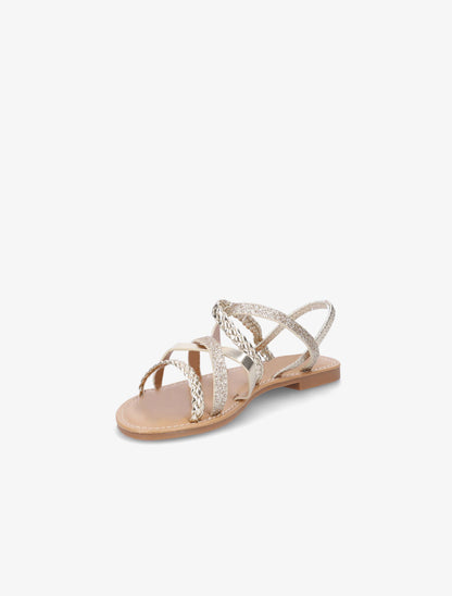 Nu-pieds à multibrides et contrefort élastiqué - Or - 3
