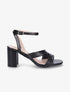 Sandales à talon en simili et brides en biais - Noir - 1
