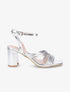 Sandales à talon en simili et brides en biais - Argent - 1