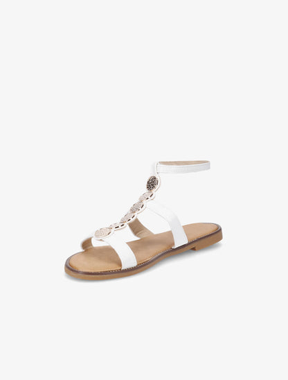 Nu-pieds effet croco et bijoux - Blanc - 3