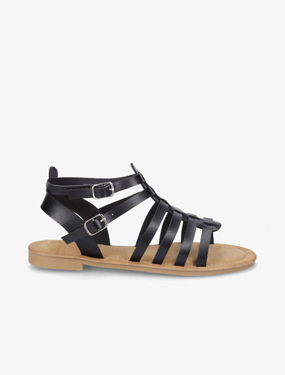 Nu-pieds en simili à multibrides - Noir - 5