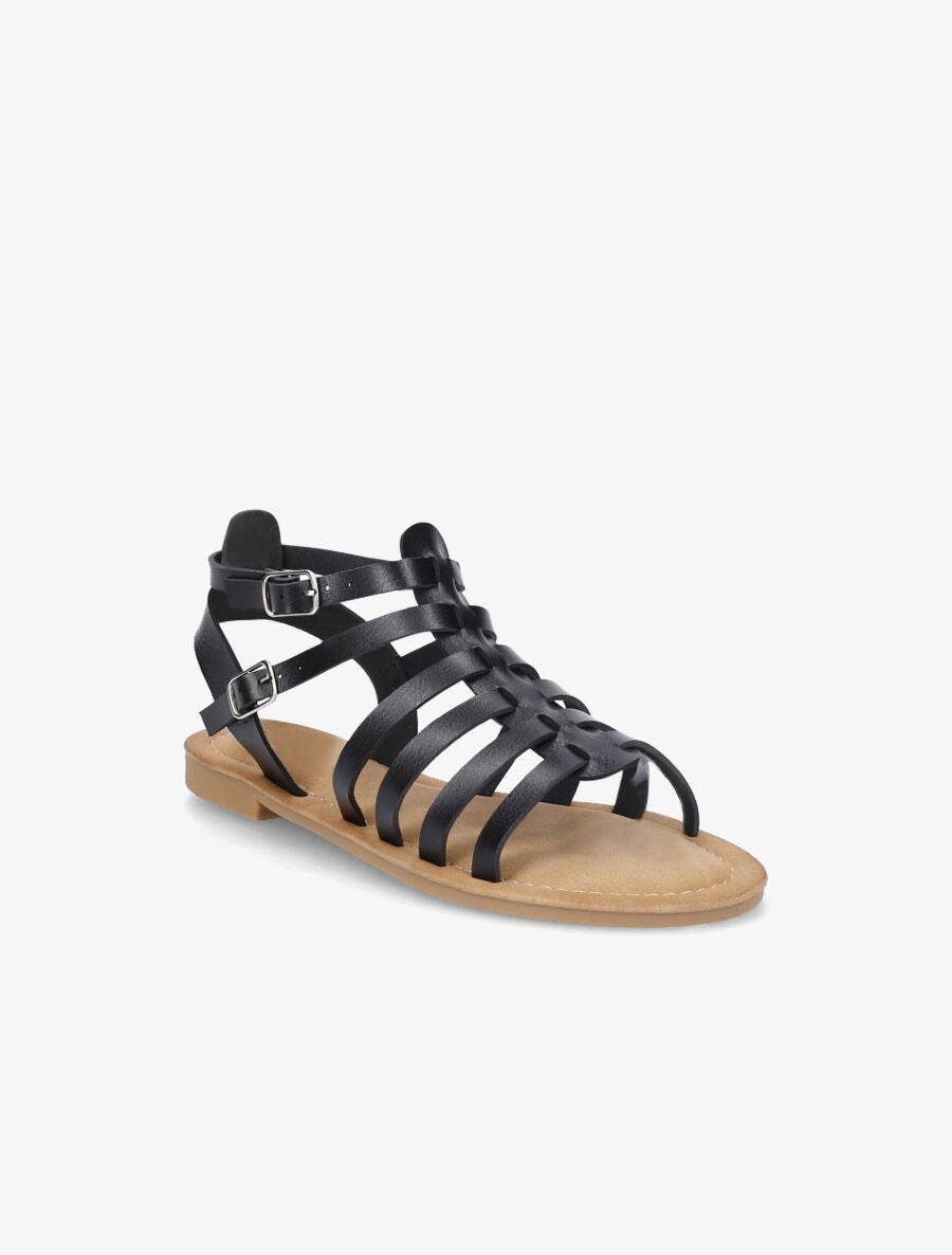 Nu-pieds en simili à multibrides - Noir - 2