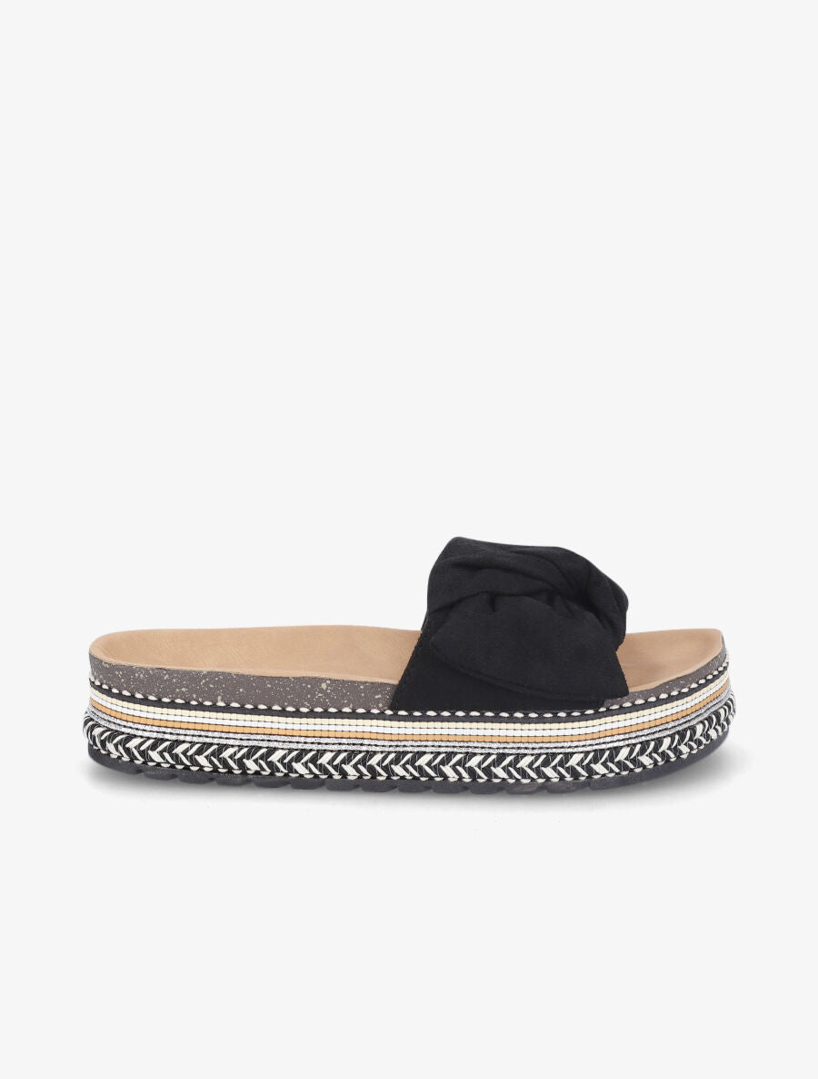 Claquettes à nœuds et semelle stylisée - Noir - 1