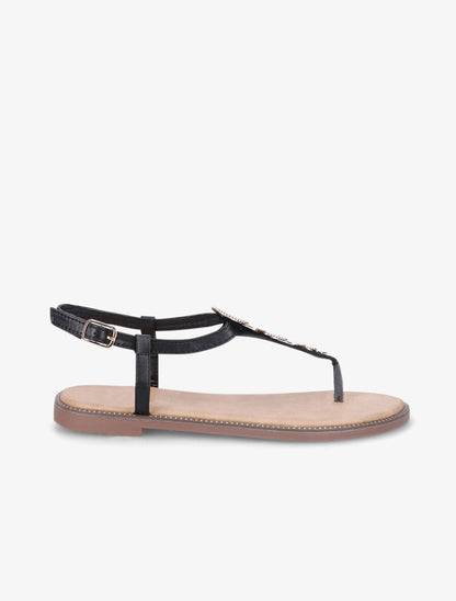 Nu-pieds en T et empiècement bijoux - Noir - 5