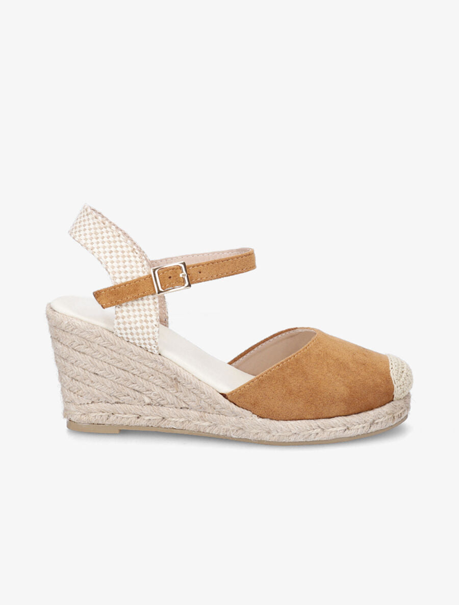 Sandales style espadrilles en suédine - Camel - 1