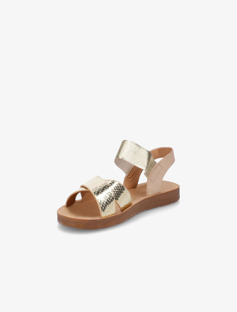 Nu-pieds en simili à brides élastiquées - Or - 3