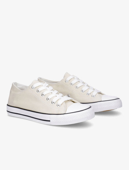 Tennis basses à semelle en gomme - Beige - 4