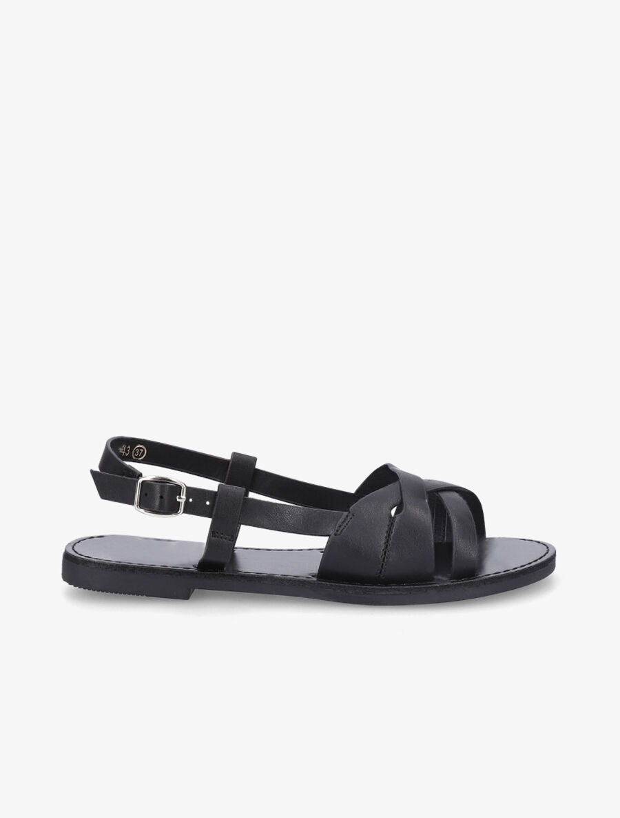 Nu-pieds en simili brides croisées - Noir - 5