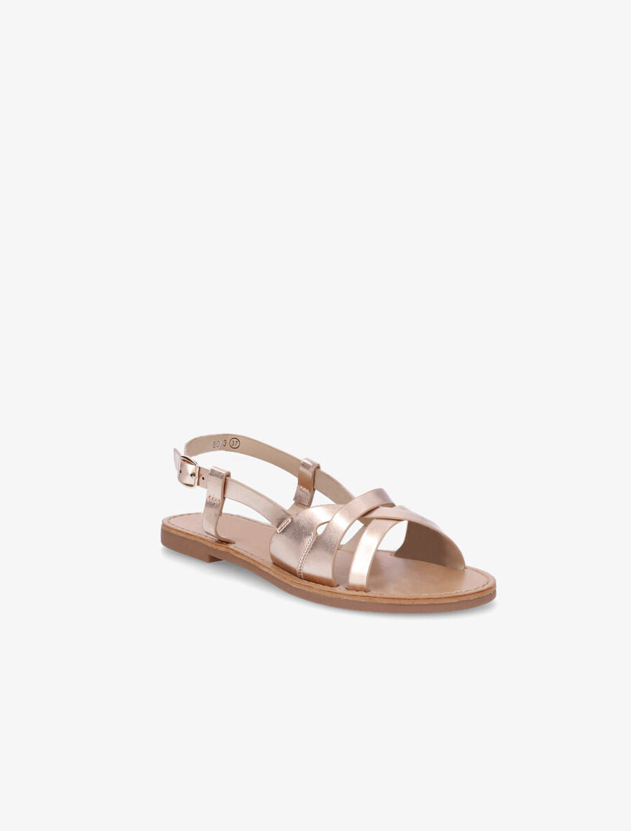 Nu-pieds en simili brides croisées - Rose gold - 2