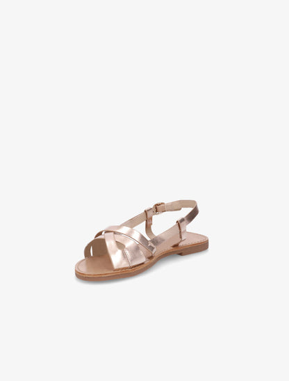 Nu-pieds en simili brides croisées - Rose gold - 3