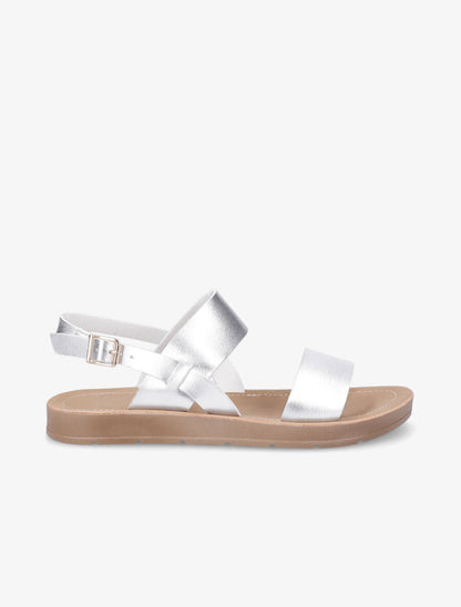 Nu-pieds basiques en simili - Argent - 5