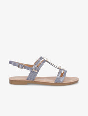 Nu-pieds effet croco - Bleu gris - 1