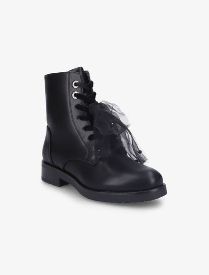 Bottines à détail noeud en tulle - Noir - 3