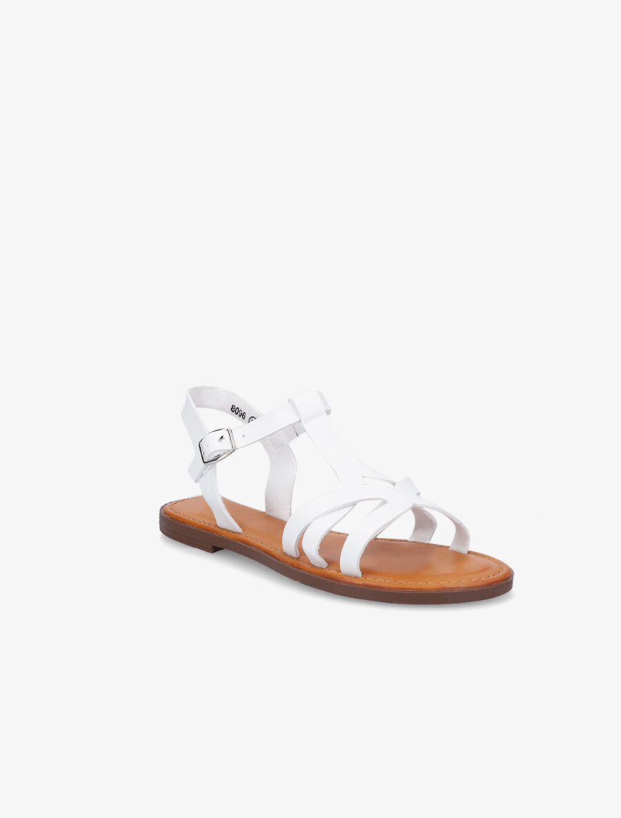 Nu-pieds plats en simili - Blanc - 2