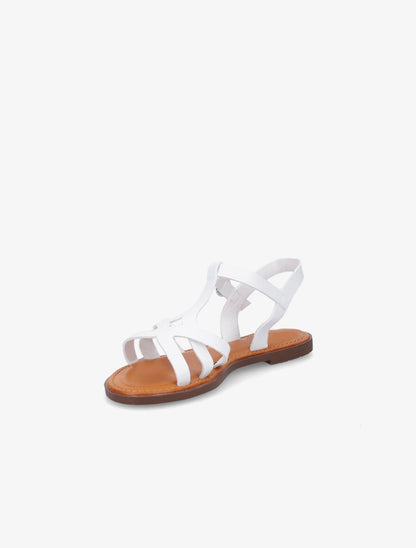 Nu-pieds plats en simili - Blanc - 3